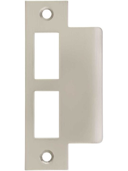 Solid Brass Mortise Lock Strike Plate - 1 5/8-Inch Extended Lip in Satin Nickel.